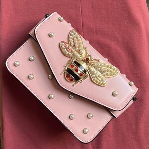 Pink Handbag with Pearl and Bee Embellishments